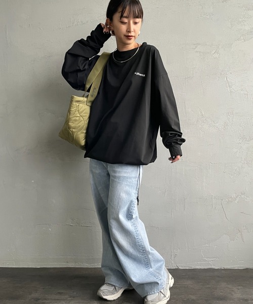 +phenix（プラスフェニックス）の「[＋phenix/プラスフェニックス] 別注 ワンポイント刺繍ロゴ ドローコードロンT（Tシャツ/カットソー・メンズ・ホワイト/ブラック/グレイッシュベージュ・M/L/XL）」の13枚目の写真