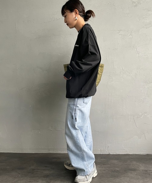 +phenix（プラスフェニックス）の「[＋phenix/プラスフェニックス] 別注 ワンポイント刺繍ロゴ ドローコードロンT（Tシャツ/カットソー・メンズ・ホワイト/ブラック/グレイッシュベージュ・M/L/XL）」の14枚目の写真