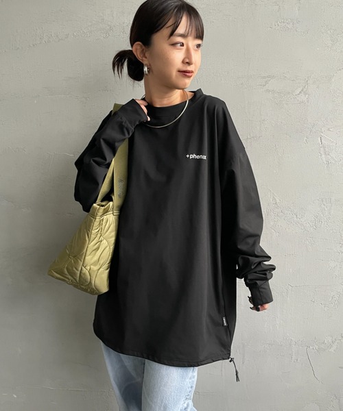 +phenix（プラスフェニックス）の「[＋phenix/プラスフェニックス] 別注 ワンポイント刺繍ロゴ ドローコードロンT（Tシャツ/カットソー・メンズ・ホワイト/ブラック/グレイッシュベージュ・M/L/XL）」の17枚目の写真