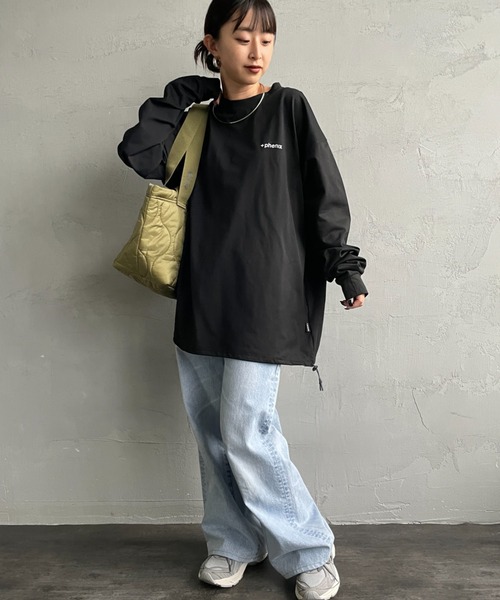 +phenix（プラスフェニックス）の「[＋phenix/プラスフェニックス] 別注 ワンポイント刺繍ロゴ ドローコードロンT（Tシャツ/カットソー・メンズ・ホワイト/ブラック/グレイッシュベージュ・M/L/XL）」の20枚目の写真