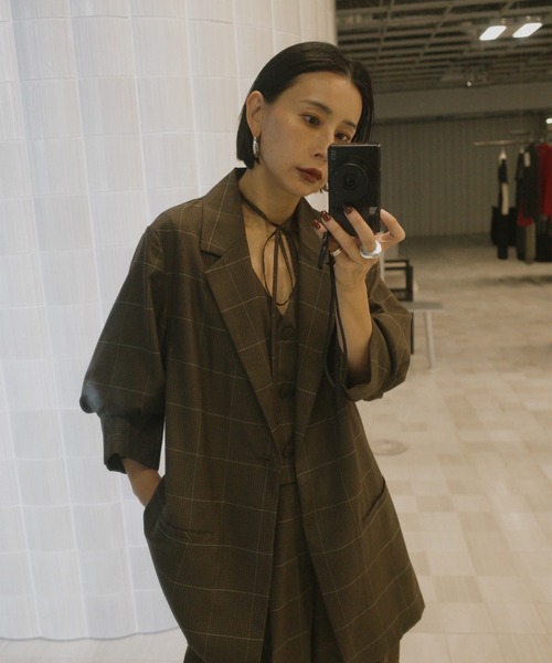 Ameri(アメリ)の「YARN DYED CHECK LAYERED VEST SHIRT(シャツ/ブラウス・レディース・グレー/ライトグリーン/ブラウン・FREE)」の16枚目の写真