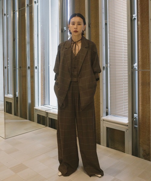 Ameri(アメリ)の「YARN DYED CHECK LAYERED VEST SHIRT(シャツ/ブラウス・レディース・グレー/ライトグリーン/ブラウン・FREE)」の18枚目の写真