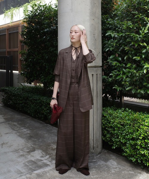 Ameri(アメリ)の「YARN DYED CHECK LAYERED VEST SHIRT(シャツ/ブラウス・レディース・グレー/ライトグリーン/ブラウン・FREE)」の21枚目の写真