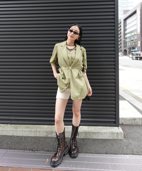Ameri(アメリ)の「YARN DYED CHECK LAYERED VEST SHIRT(シャツ/ブラウス・レディース・グレー/ライトグリーン/ブラウン・FREE)」の22枚目の写真