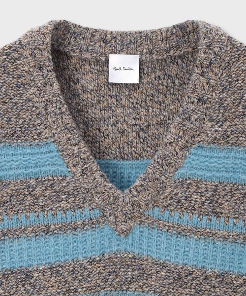Paul Smith（ポールスミス）の「ウィメンズ ボーダー ロングニットベスト / 265252 KN195（ニット/セーター・レディース・ターコイズブルー/イエローゴールド・MEDIUM）」の3枚目の写真