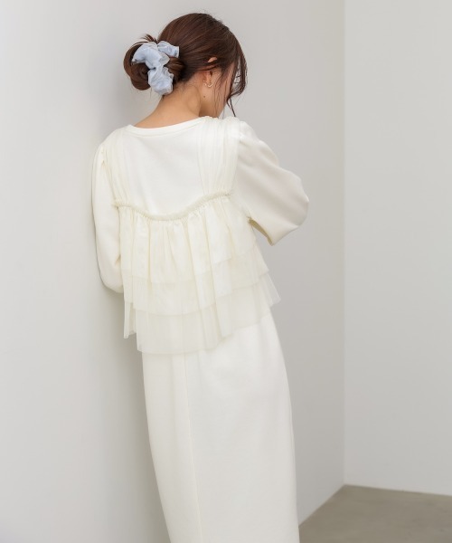 Bab(バブ)の「【選べるサイズ展開】ティアードチュールキャミ+スウェットワンピースSET(ワンピース・レディース・アイボリー/チャコールグレー・MEDIUM/SMALL)」の8枚目の写真