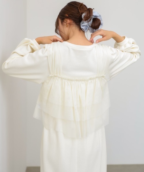 Bab(バブ)の「【選べるサイズ展開】ティアードチュールキャミ+スウェットワンピースSET(ワンピース・レディース・アイボリー/チャコールグレー・MEDIUM/SMALL)」の9枚目の写真