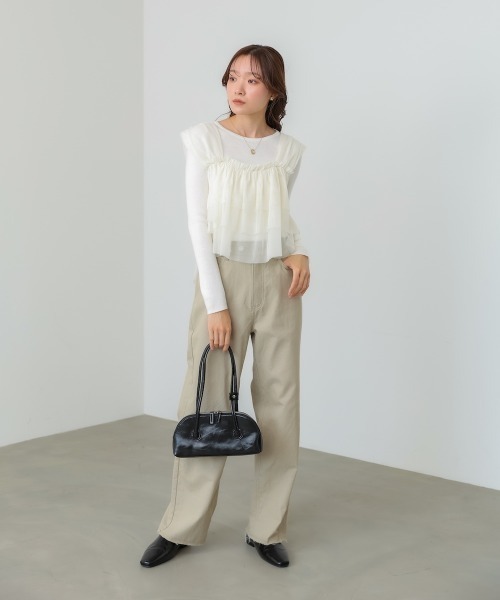 Bab(バブ)の「【選べるサイズ展開】ティアードチュールキャミ+スウェットワンピースSET(ワンピース・レディース・アイボリー/チャコールグレー・MEDIUM/SMALL)」の15枚目の写真