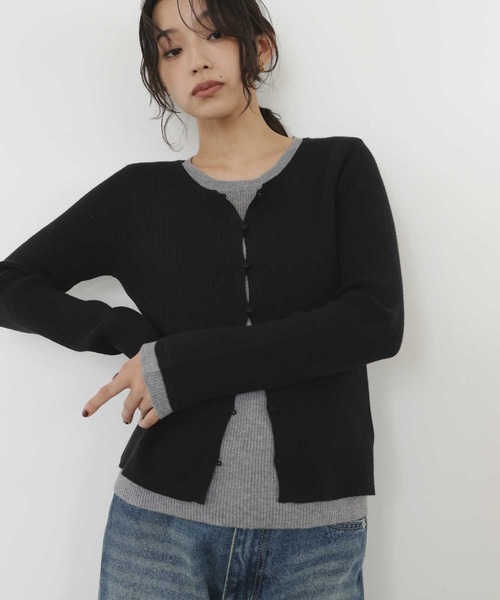 hellam(へラム)の「レイヤード風カーディガン(カーディガン/ボレロ・レディース・グレー/ブラウン/チャコール/ブラック・FREE)」の5枚目の写真