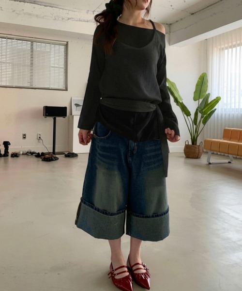 LOENNE（ロエヌ）の「Waist Tie Blouse / ウエストタイブラウス（Tシャツ/カットソー・レディース・ブラック/チャコールグレー/ホワイト・FREE）」の12枚目の写真