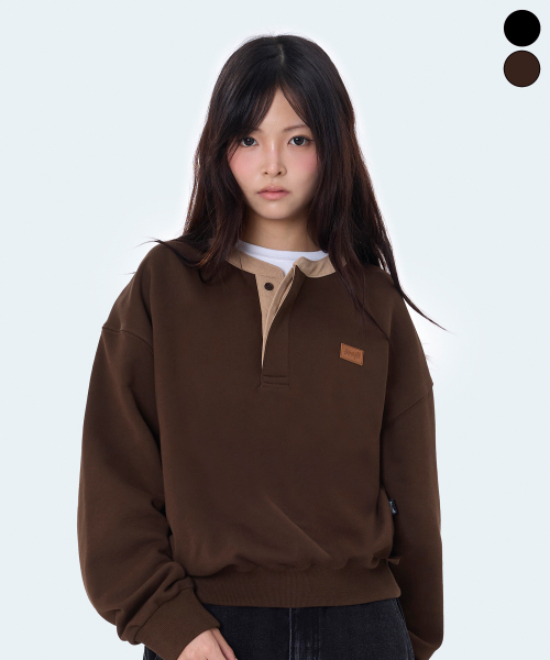 YOSEMITE(ヨセミティ)の「コーデュロイ ヘンリーネック セミクロップ スウェット 2Color YMT-1Y08(スウェット・レディース・ブラック/ブラウン・MEDIUM/LARGE/X-LARGE)」の7枚目の写真