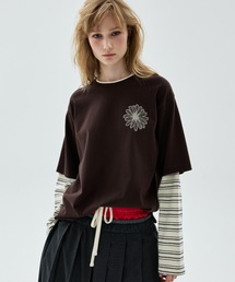 TSHIRT LONG SLEEVE LAYERED FLOWER / Tシャツ ロング スリーブ レイヤード フラワー
