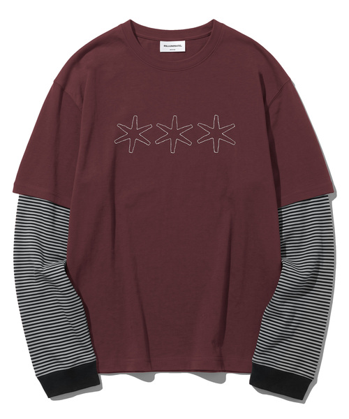 F.ILLUMINATE(フィルミネイト)の「トリプルアスター レイヤード ロングスリーブ-3カラー(Tシャツ/カットソー・メンズ・ダークグレー/ワイン/ブラック・SMALL/MEDIUM/LARGE)」の3枚目の写真