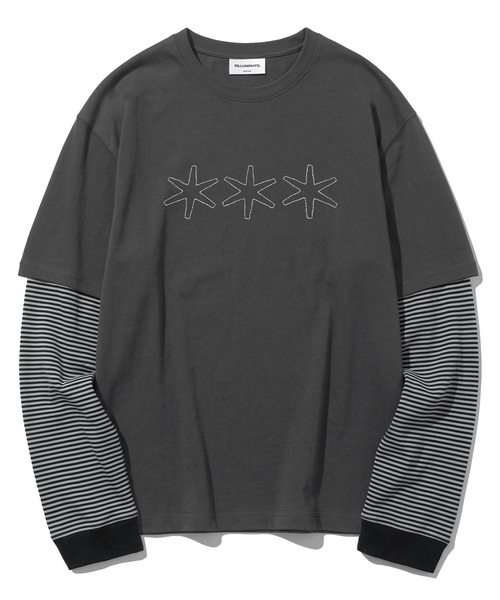 F.ILLUMINATE(フィルミネイト)の「トリプルアスター レイヤード ロングスリーブ-3カラー(Tシャツ/カットソー・メンズ・ダークグレー/ワイン/ブラック・SMALL/MEDIUM/LARGE)」の2枚目の写真