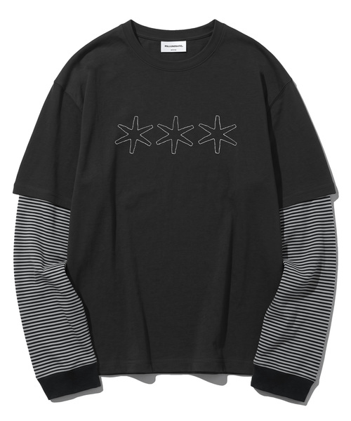 F.ILLUMINATE(フィルミネイト)の「トリプルアスター レイヤード ロングスリーブ-3カラー(Tシャツ/カットソー・メンズ・ダークグレー/ワイン/ブラック・SMALL/MEDIUM/LARGE)」の1枚目の写真