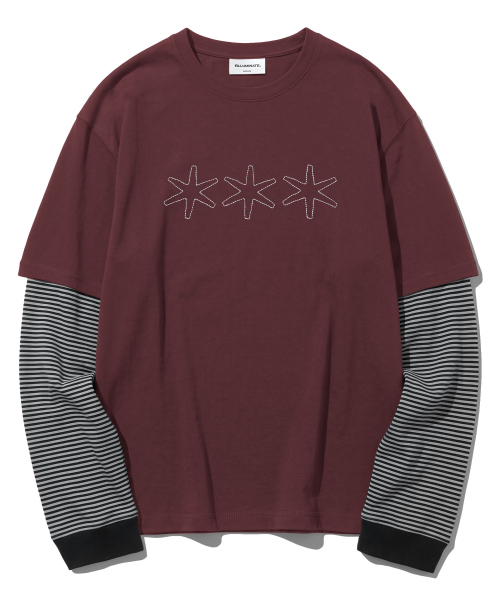 F.ILLUMINATE(フィルミネイト)の「トリプルアスター レイヤード ロングスリーブ-3カラー(Tシャツ/カットソー・メンズ・ダークグレー/ワイン/ブラック・SMALL/MEDIUM/LARGE)」の4枚目の写真