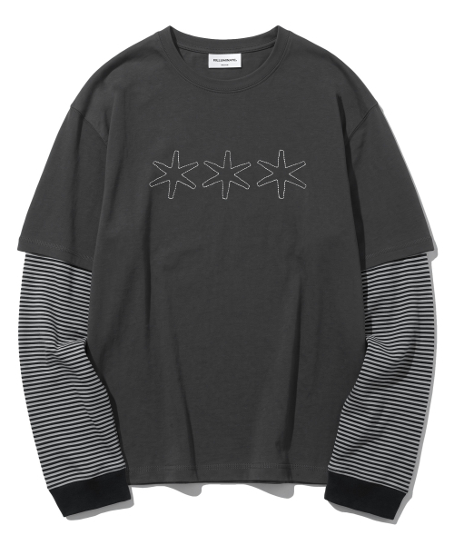 F.ILLUMINATE(フィルミネイト)の「トリプルアスター レイヤード ロングスリーブ-3カラー(Tシャツ/カットソー・メンズ・ダークグレー/ワイン/ブラック・SMALL/MEDIUM/LARGE)」の6枚目の写真