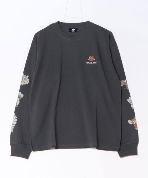 Tom&Jerry(トムアンドジェリー)の「【公式】トムとジェリー スリーブプリント&刺繍ロンT(Tシャツ/カットソー・メンズ・ブラック系1/グレイッシュベージュ/ブラック系2/アイボリー・M/L)」の3枚目の写真