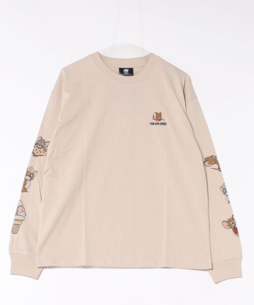 Tom&Jerry(トムアンドジェリー)の「【公式】トムとジェリー スリーブプリント&刺繍ロンT(Tシャツ/カットソー・メンズ・ブラック系1/グレイッシュベージュ/ブラック系2/アイボリー・M/L)」の4枚目の写真