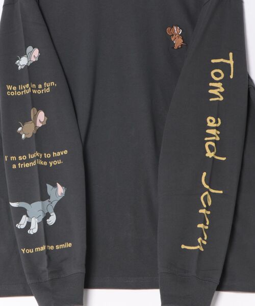 Tom&Jerry(トムアンドジェリー)の「【公式】トムとジェリー スリーブプリント&刺繍ロンT(Tシャツ/カットソー・メンズ・ブラック系1/グレイッシュベージュ/ブラック系2/アイボリー・M/L)」の6枚目の写真