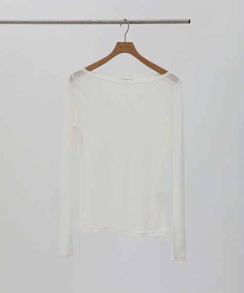 FUJI(フジ)の「[FUJI/フジ」別注BOAT NECK L/S T SHIRTS/ボートネック長袖Tシャツ/カットソー(Tシャツ/カットソー・レディース・ブラック/アイボリー・2)」の1枚目の写真