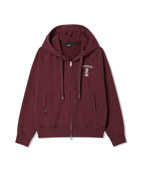 LIFE WORK(ライフワーク)の「女性) ヴィンテージ シンプル レタリング フードジップアップ(パーカー・メンズ・バーガンディー/チャコールグレー/ライトグレー・SMALL/MEDIUM)」の1枚目の写真