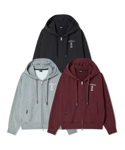 LIFE WORK(ライフワーク)の「女性) ヴィンテージ シンプル レタリング フードジップアップ(パーカー・メンズ・バーガンディー/チャコールグレー/ライトグレー・SMALL/MEDIUM)」の4枚目の写真