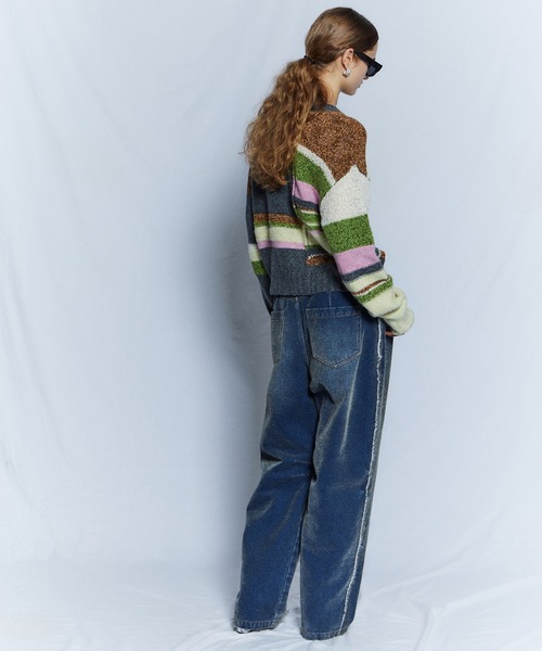 MAISON SPECIAL(メゾンスペシャル)の「【26WINTER PRE-ORDER】Dramatic Border Slit Knit/ドラマティカルボーダースリットニット(ニット/セーター・レディース・ブラック/グレー/ブルー・FREE)」の14枚目の写真