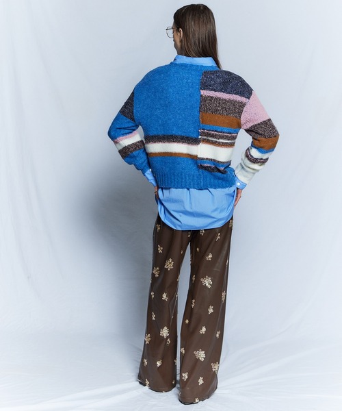 MAISON SPECIAL(メゾンスペシャル)の「【26WINTER PRE-ORDER】Dramatic Border Slit Knit/ドラマティカルボーダースリットニット(ニット/セーター・レディース・ブラック/グレー/ブルー・FREE)」の19枚目の写真
