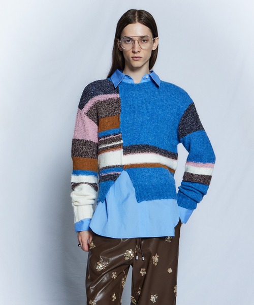 MAISON SPECIAL(メゾンスペシャル)の「【26WINTER PRE-ORDER】Dramatic Border Slit Knit/ドラマティカルボーダースリットニット(ニット/セーター・レディース・ブラック/グレー/ブルー・FREE)」の20枚目の写真