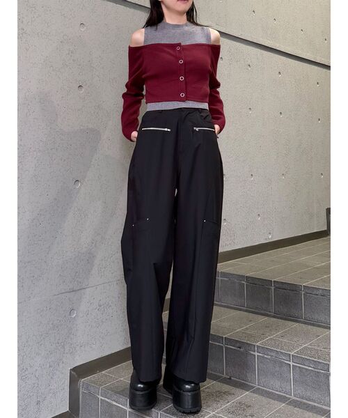 MURUA（ムルーア）の「ZIPワイドパンツ　秋服（スラックス・レディース・ブラック/グレー/ネイビー・1/2）」の5枚目の写真