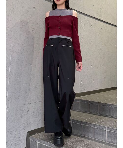 MURUA（ムルーア）の「ZIPワイドパンツ　秋服（スラックス・レディース・ブラック/グレー/ネイビー・1/2）」の7枚目の写真