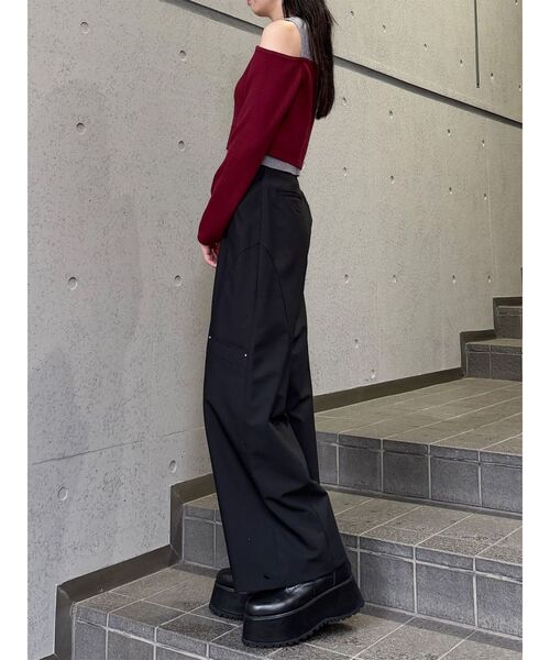 MURUA（ムルーア）の「ZIPワイドパンツ　秋服（スラックス・レディース・ブラック/グレー/ネイビー・1/2）」の8枚目の写真