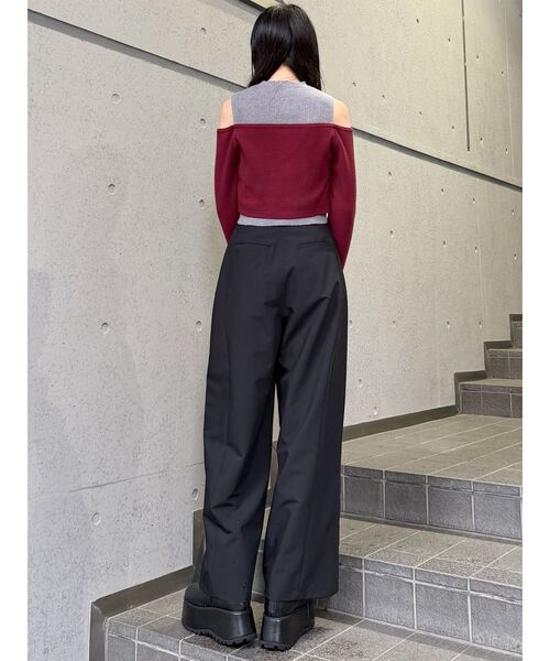 MURUA（ムルーア）の「ZIPワイドパンツ　秋服（スラックス・レディース・ブラック/グレー/ネイビー・1/2）」の9枚目の写真