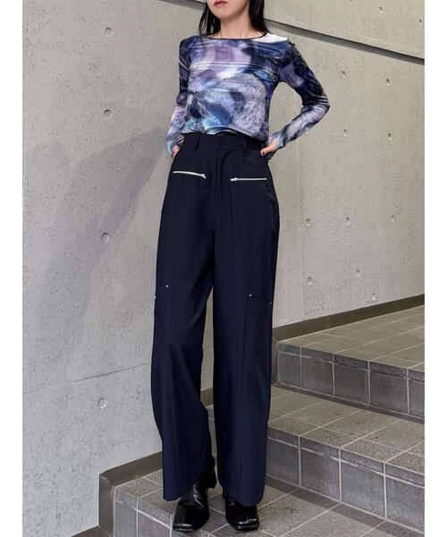 MURUA（ムルーア）の「ZIPワイドパンツ　秋服（スラックス・レディース・ブラック/グレー/ネイビー・1/2）」の14枚目の写真