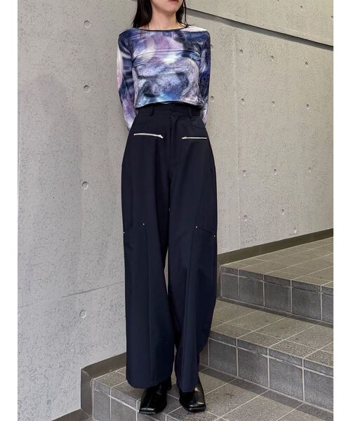 MURUA（ムルーア）の「ZIPワイドパンツ　秋服（スラックス・レディース・ブラック/グレー/ネイビー・1/2）」の16枚目の写真