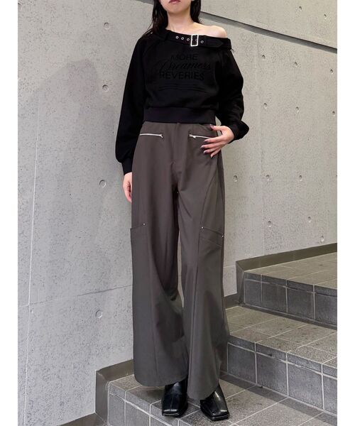 MURUA（ムルーア）の「ZIPワイドパンツ　秋服（スラックス・レディース・ブラック/グレー/ネイビー・1/2）」の20枚目の写真