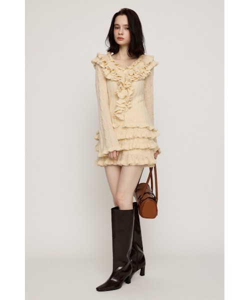 SLY(スライ)の「BOUCLE FRILLED S/SK ブークレーフリルショートスカート 秋服 冬服(スカート・レディース・アイボリー/ベージュ/ブラック・FREE)」の20枚目の写真