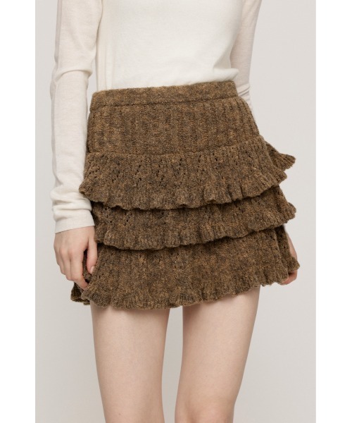 SLY(スライ)の「BOUCLE FRILLED S/SK ブークレーフリルショートスカート 秋服 冬服(スカート・レディース・アイボリー/ベージュ/ブラック・FREE)」の8枚目の写真