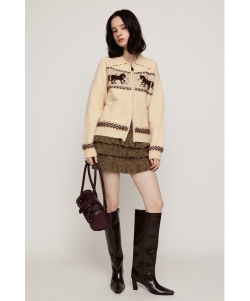 SLY(スライ)の「BOUCLE FRILLED S/SK ブークレーフリルショートスカート 秋服 冬服(スカート・レディース・アイボリー/ベージュ/ブラック・FREE)」の7枚目の写真