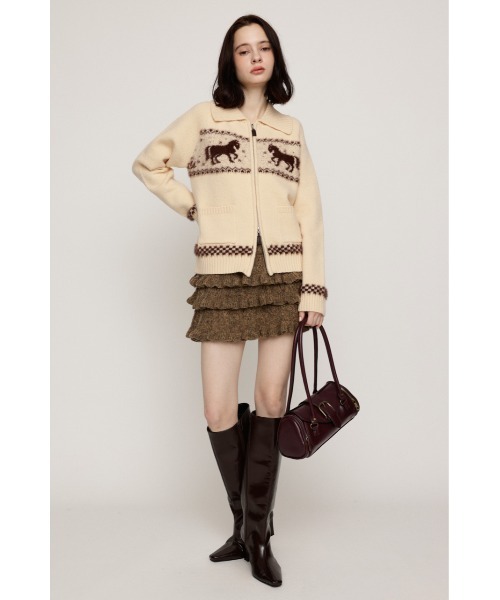 SLY(スライ)の「BOUCLE FRILLED S/SK ブークレーフリルショートスカート 秋服 冬服(スカート・レディース・アイボリー/ベージュ/ブラック・FREE)」の6枚目の写真