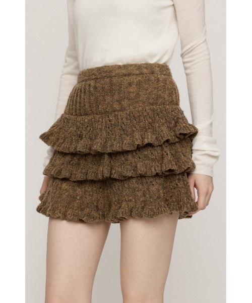 SLY(スライ)の「BOUCLE FRILLED S/SK ブークレーフリルショートスカート 秋服 冬服(スカート・レディース・アイボリー/ベージュ/ブラック・FREE)」の5枚目の写真