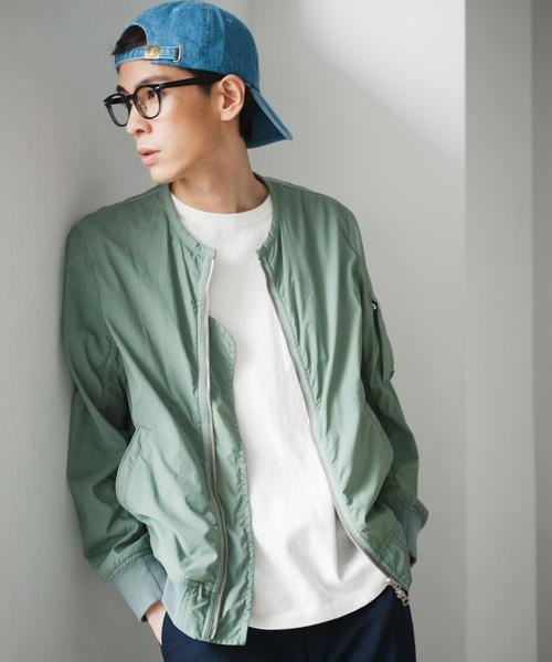 green label relaxing(グリーンレーベルリラクシング)の「SC G/D NY/TAF NO/C MA-1 ブルゾン◆(MA-1・メンズ・オリーブ/ネイビー・MEDIUM/LARGE/SMALL)」の1枚目の写真