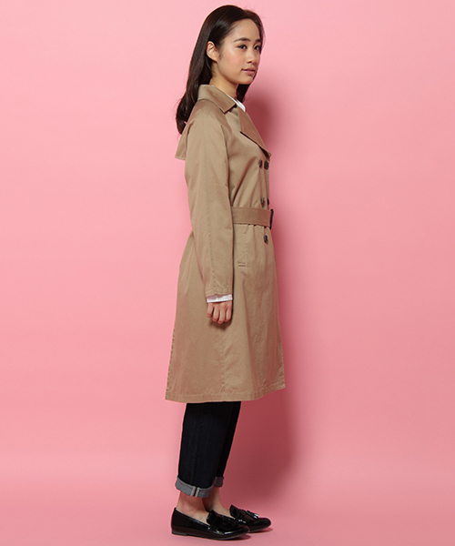LBC（エルビーシー）の「コットン60/2ギャバ着流しトレンチコート      （トレンチコート・レディース・ネイビー/ベージュ/オリーブ・LARGE/MEDIUM）」の10枚目の写真