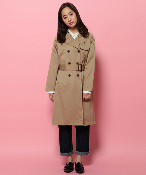 LBC（エルビーシー）の「コットン60/2ギャバ着流しトレンチコート      （トレンチコート・レディース・ネイビー/ベージュ/オリーブ・LARGE/MEDIUM）」の9枚目の写真