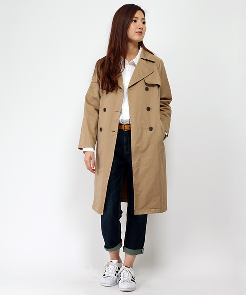 LBC（エルビーシー）の「コットン60/2ギャバ着流しトレンチコート      （トレンチコート・レディース・ネイビー/ベージュ/オリーブ・LARGE/MEDIUM）」の11枚目の写真