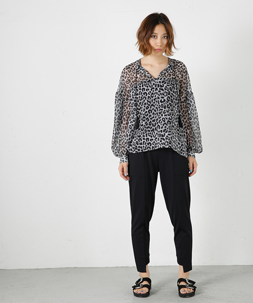 MOUSSY（マウジー）の「JERSEY JOG PANTS J（その他パンツ・レディース・トップグレー/ブラック・1/2）」の2枚目の写真