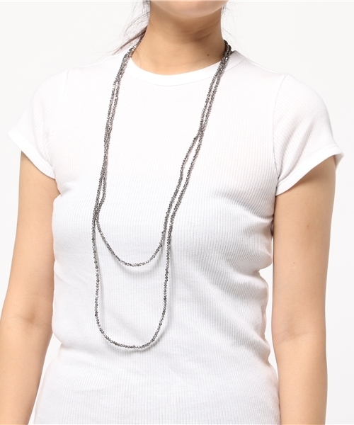 NATURAL BEAUTY BASIC（ナチュラルビューティーベーシック）の「ライトクリスタルロングネックレス（ネックレス・レディース・ベージュ/ネイビー/シルバー系その他・ﾌﾘ-）」の6枚目の写真