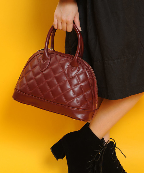 PLAIN CLOTHING（プレーンクロージング）の「ダイヤ柄ステッチハンドバッグ【PLAIN CLOTHING】（ショルダーバッグ・レディース・ボルドー/ブラック/ベージュ/ネイビー/ダークグレー・FREE）」の5枚目の写真