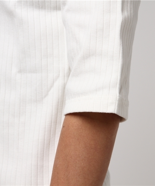 Luv maison（ラブメゾン）の「Luv･リブ編みロゴ5分袖Tシャツ（Tシャツ/カットソー・メンズ・グレー/ブラック/カーキ/ホワイト/ワインレッド・L/M）」の9枚目の写真